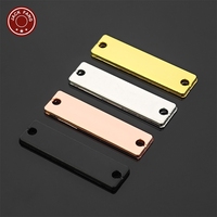 Étiquette métallique unie 3*0.8cm en alliage de zinc, personnalisable au laser avec logo et nom, étiquette vierge en métal pour vêtements, sacs et sacs à main