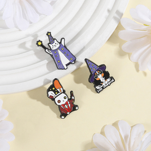Broches en émail personnalisées sur <span class=keywords><strong>le</strong></span> thème des animaux magiques de dessins animés : Je suis un <span class=keywords><strong>magicien</strong></span>, Chapeau de sorcier, Lapin, Chat, Chien. Badge de revers, Accessoire de bijouterie punk. - Product Image 3