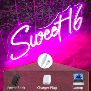 <b>Sweet</b> 16 Neon Sign Battery Powered with Dimmer Switch Acrylic Wall Hanging for Girls' Room Home Art 16th Birthday <b>Party</b> - Product Image 6
