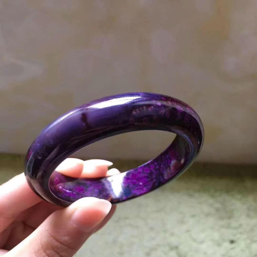 天然翡翠バングル紫氷翡翠旧鉱山ブレスレットオリジナル石バングル内径