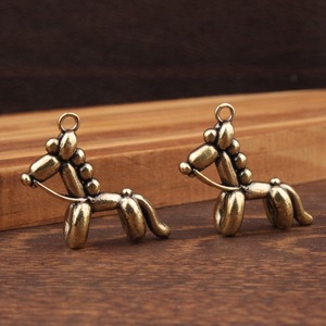 Brass <b>Balloon</b> Dog Pendant Animal Shape Themed Charm Jewelry Accessory DIY Necklace Bracelet Decorative Unisex Fashion Pendant - Product Image 1