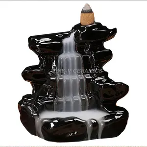 Backflow creative view smoke mountain and flowing water ceramic Backflow incense burner ornaments handicrafts