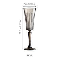 Ensemble de verrerie côtelée gris fumé – Verres à vin à long pied cannelés pour mariage vintage, cocktail, bar, événement – Vente en gros