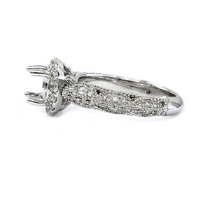 Bague de fiançailles courte personnalisée de haute qualité en or blanc massif 14k diamant véritable solitaire de beauté semi-montée pour femmes - Product Image 2