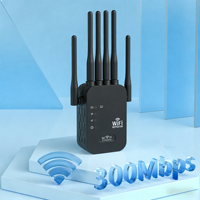 Extensor y Repetidor de Wi-Fi de 300 Mbps y 2.4 GHz con 6 Antenas para Ampliar el Alcance de 2 km, Doble Banda, LAN Cableada