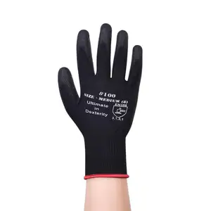Großhandel Arbeits sicherheit Schwarze PU-Palmen beschichtete Handschutz konstruktion Anti-Rutsch-Arbeits handschuhe