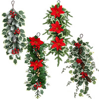 Guirlande décorative de haute qualité en aiguilles de pin artificielles, sans éclairage, pour mariage, porte, Noël, Nouvel An, décoration de la maison