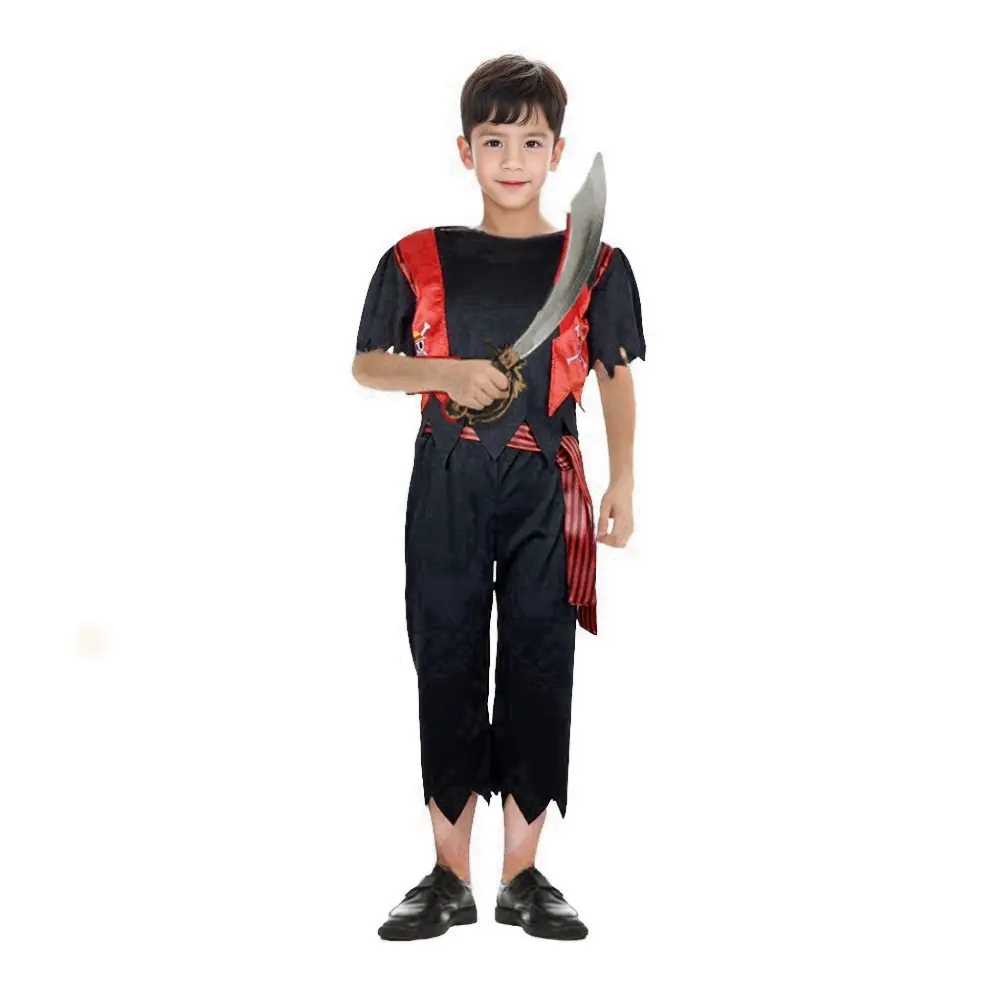 Simplemente diseño Halloween Navidad niños pirata disfraz niños bucanero pirata Cosplay ropa Conjunto de vestir