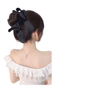 Pinza para el pelo de mujer con lazo y cinta, accesorio para moños y peinados recogidos, con cabello sintético resistente al calor - Product Image 4
