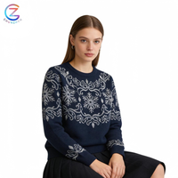 Vêtements en tricot élégants et festifs pour femmes, motif neige classique, tenue de vacances, commande en gros, fabricant de vêtements