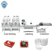 SKILT High-Speed Fruit Clamshell Top Surface Labeling Machine met meerdere invoerkanaalindelingen en automatische stapel- en verzamelapparaat