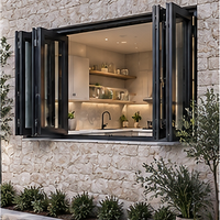 Profitez d'un repas en plein air dans un espace calme grâce aux fenêtres pliantes en aluminium insonorisées pour les balcons et les terrasses