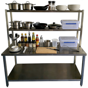 HELAXEN Paslanmaz Çelik Tezgah Ayarlanabilir Yükseklikli Ayaklar Fırçalanmış Mat Kaplama 300 Kg/m Yük Kapasitesi Ticari Mutfaklar İçin - Product Image 1