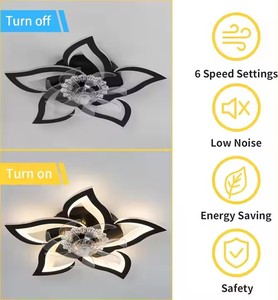 สินค้ามาใหม่<span class=keywords><strong>พัดลม</strong></span>ติดเพดาน LED ดีไซน์ดอกบัวทันสมัยควบคุมด้วยรีโมตไฟ AC ในห้องนั่งเล่นโคมไฟพัดลมติดเพดานระบายความร้อนด้วยอากาศ - Product Image 6