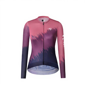 Maillot de cyclisme personnalisé NUCKILY pour <span class=keywords><strong>femme</strong></span> adulte, respirant, coupe ajustée, manches longues, en soie de lait, pour vélo de route, printemps/automne - Product Image 3