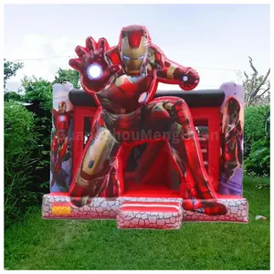 Customized PVC Superhero Theme Bounce House Jumping Castle Inflatable Obstacle For Backyard Party