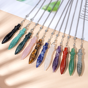 Pendolo in Cristallo Naturale Egiziano 60MM, Bacchetta in Pietra Preziosa Intagliata per Divinazione, Guarigione, Reiki e Meditazione - Product Image 5