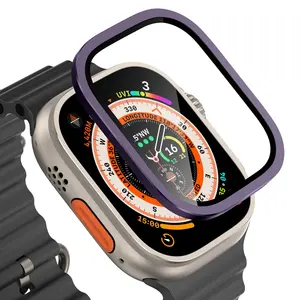 מתאים ל-Apple Watch8 מארז אולטרה מארז שעון מסגסוגת אלומיניום כיסוי מגן 49 מ""מ מסגרת מתכת מגן סרט מחוסמ