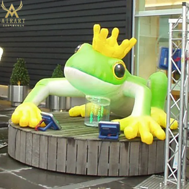 customized Green frog shape balloon with air blower ,custom inflatable animal balloon manufactures C-20