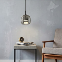 Lámpara Colgante de Techo LED de Vidrio Ámbar Contemporánea, Iluminación Decorativa Minimalista para Sala de Estar