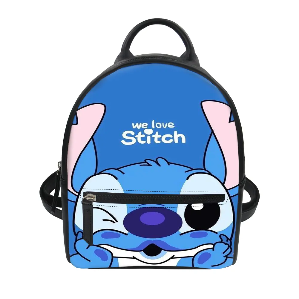 Mini Backpack Stitch Printing Women Leather Backpack Small PU School Bag Backpack for Teen Girls Rucksack