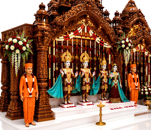 Grand Akshardham Inspired Hand-Carved Wooden Hindu <b>Mandir</b> for Temple, Community Prayer Hall & Religious Center Manufacturer USA - Product Image 4