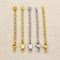Chaîne d'extension personnalisée en acier inoxydable plaqué or PVD avec fermoir mousqueton pour bracelet - Apprêts de bijouterie