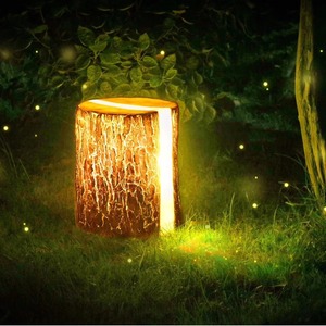 Garden Resin <b>Tree</b> Stump Light <b>Led</b> Touch Control Semi Flush Mount Outdoor Lawn Lamp - Product Image 3