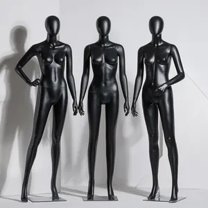 Maniquí de cuerpo completo para mujer, maniquí femenino vintage, negro mate de fibra de vidrio, usado en los angeles