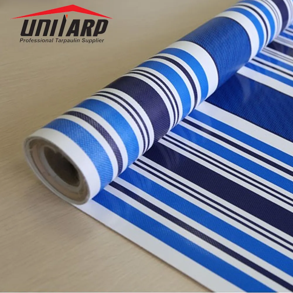 Customized Color Plastic Awning Tarpaulin Printed PVC Stripe Tarpaulin for Tent Awning ,Car Cover