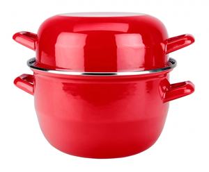 14cm-24cm White Custom Logo Eco-Friendly Enamel <strong>Mussel</strong> <strong>Pot</strong> with Two Handles European Design Cookware Set - Product Image 4