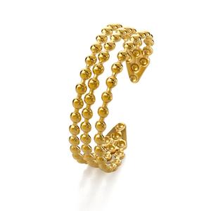 Vente en gros de bracelets de manchette tendance en forme de C à grain ouvert en acier inoxydable plaqué or 18 carats bracelets réglables à pois - Product Image 6