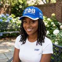 Casquette de baseball ajustable en coton lavé, style sororité grec bleu et blanc, classique, personnalisée, toutes saisons