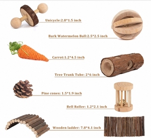 Giocattoli Interattivi per Piccoli Animali con Accessori da Masticare in Gomma e Legno, Confezionati in Cartone per Criceti, Porcellini d'India e Altro - Product Image 2