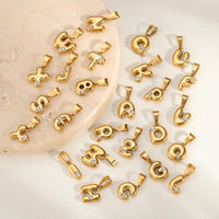 Pendentif lettre alphabet miniature Manna en acier inoxydable avec zircon, breloque initiale pour bijoux quotidiens