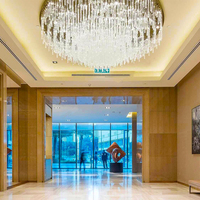 Lobby d'hôtel de luxe et villa grand lustre LED moderne-plafonnier en cristal rond avec interrupteur de commande, adapté à un usage domestique