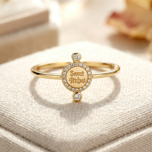 Fast Ship Yellow Gold Leo Zodiac <b>Diamond</b> <b>Ring</b> With Round Brilliant Cut <b>Diamonds</b> Classic Signet Jewelry For Women Everyday Wear - Product Image 1