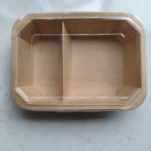 Recipientes <span class=keywords><strong>de</strong></span> Papel Kraft Octogonales <span class=keywords><strong>de</strong></span> 2 Secciones, Diseño Personalizado, Desechables, para Comida para Llevar, Dietas, Ensaladas y Bocadillos - Product Image 1