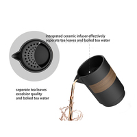 Service à thé en céramique DHPO écologique, moderne, luxueux, réutilisable, portable, 400 ml, avec couvercle en bois, pour les voyages, cadeau d'anniversaire