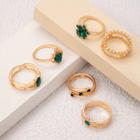 Go Party 6 pièces/ensemble brillant strass Index bague géométrique étoile à cinq branches coeur couronne anneaux d'articulation ensembles pour femmes filles