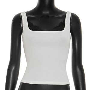 Viviblook Y26TP114 – Nouveau débardeur sexy sans manches à col carré et dentelle de couleur unie pour femme - Product Image 1