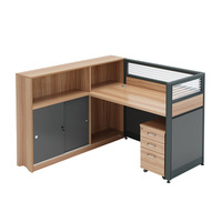 Bureau à cloison moderne en aluminium pour 2 personnes en forme de L Table en bois Mobilier de bureau Poste de travail