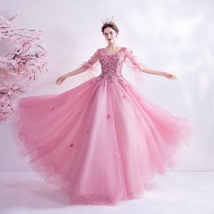 S808 हॉट सेलिंग सुरुचिपूर्ण गुलाबी फीता कढ़ाई कंधे की पार्टी गेंद शाम प्रोम ड्रेस क्विंसेनेरा कपड़े - Product Image 3