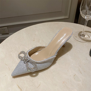 Sandali <span class=keywords><strong>con</strong></span> Tacco a Spillo da Donna, Sexy <span class=keywords><strong>con</strong></span> Strass e Glitter, Tacco Basso 6 Cm, Punta Chiusa, Comodi - Product Image 5