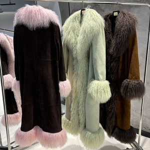2025 autunno giacca di pelle lunga marrone scuro rosa <span class=keywords><strong>pelliccia</strong></span> mongolo in tessuto <span class=keywords><strong>camoscio</strong></span> cappotti da donna in pelle scamosciata <span class=keywords><strong>pelliccia</strong></span> - Product Image 3
