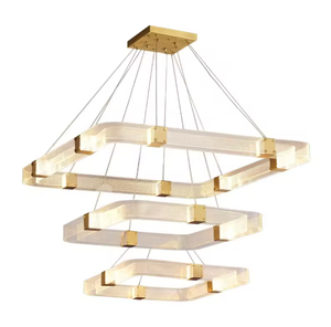 Zeal Lighting Adjustable Height Nordic Geometric <b>Chandelier</b> Gold Acrylic Pendant Lights for Home Hotel Restaurant - Product Image 6
