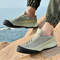 Chaussures de course pour hommes, chaussures de sport à lacets pour la course lente, la randonnée en montagne et sur sentiers, chaussures tout-terrain en tissu élastique avec embout en acier et semelle intermédiaire en EVA