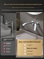Robinet de lavabo encastré en laiton chromé à poignée unique, eau chaude et froide pour salle de bain d'hôtel