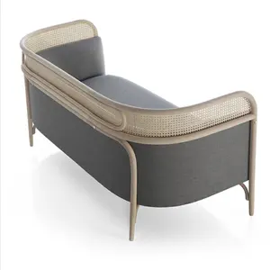 Modernes Wohnzimmer Zeitgenössische Möbel Massives Holz Rattan Gurtband Cane Sofa