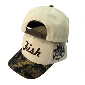 Casquettes de baseball en coton, logo brodé 3D personnalisé, camouflage de pêche pour hommes, camouflage bicolore, 5 panneaux, cadre A, snapback - Product Image 5